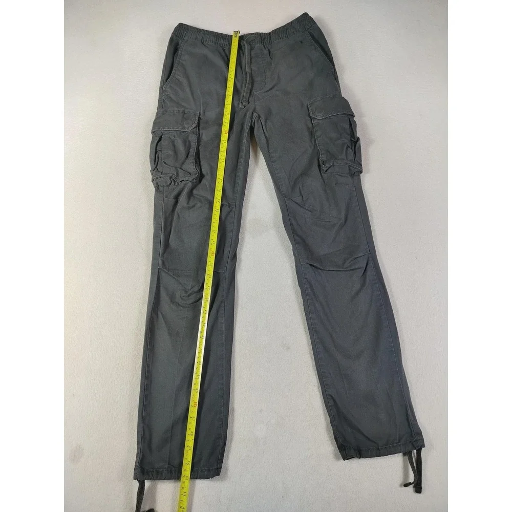 Arizona Jean Co Cargo Pants Mens Small Black Elastic Waist Drawstring Utility